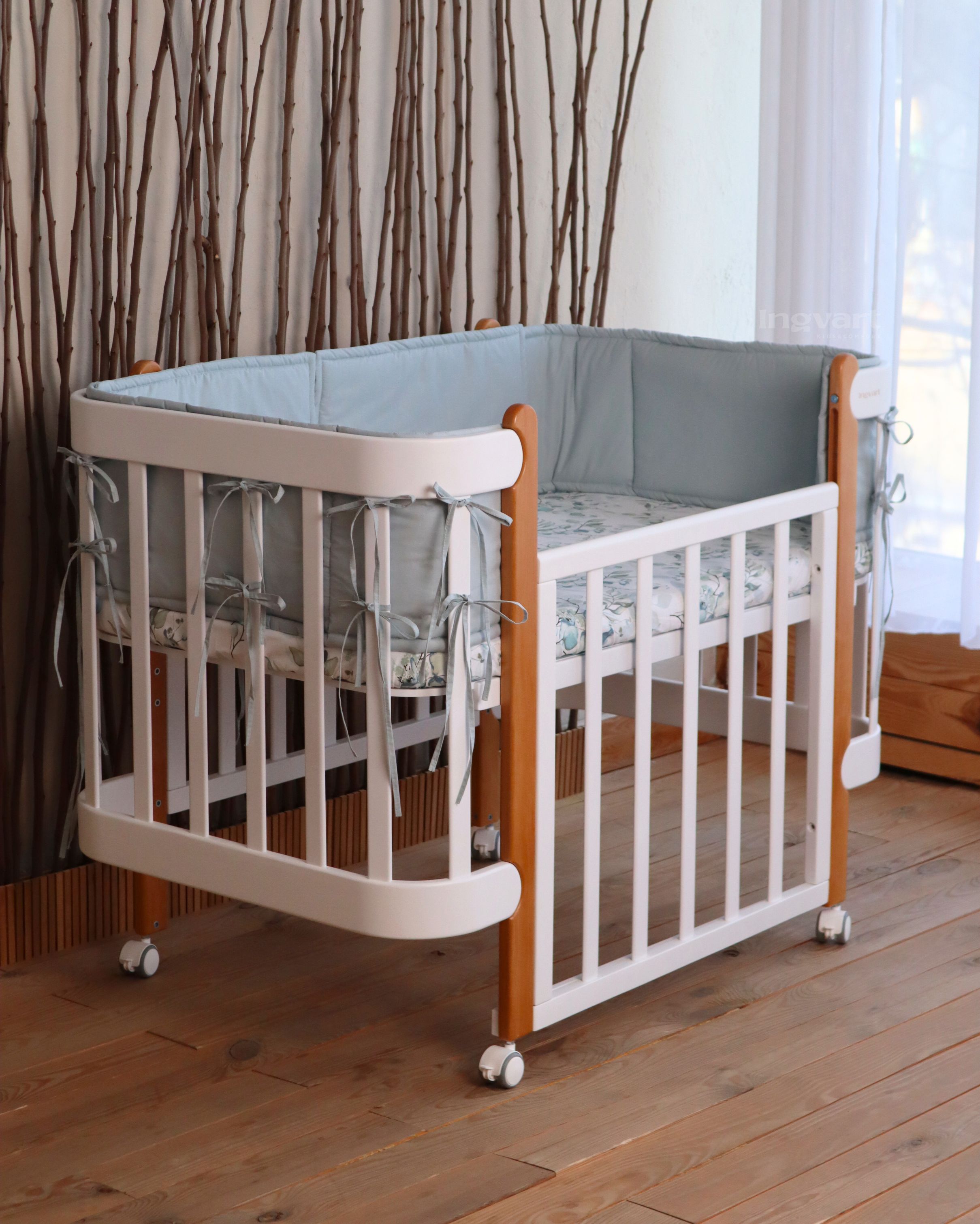 Transforming Bed 5in1 Nika 60x95/60x120cm White + Natural Ingvart