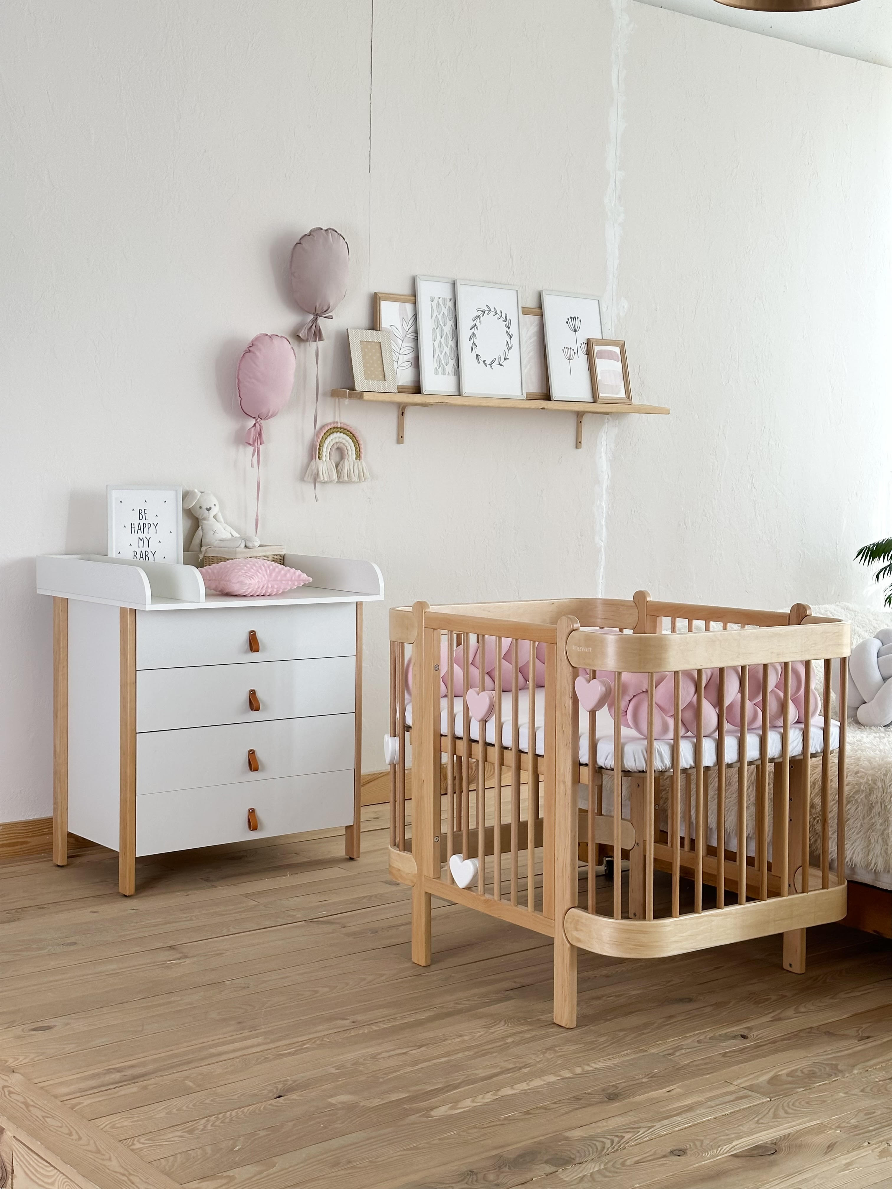 Трансформиращо Легло 5в1 Nika 60x95/60x120см Сив + Натур Ingvart