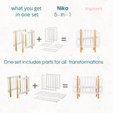 Трансформиращо Легло 5в1 Nika 60x95/60x120см Сив Ingvart
