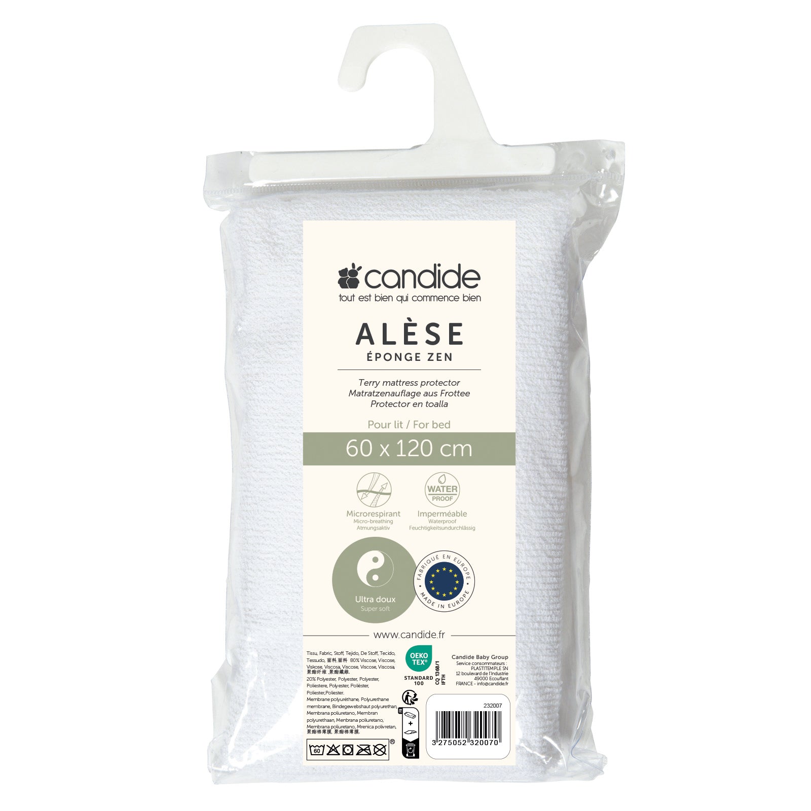 Zen Mattress Protector With Bamboo Cover 60X120Cm White Candide