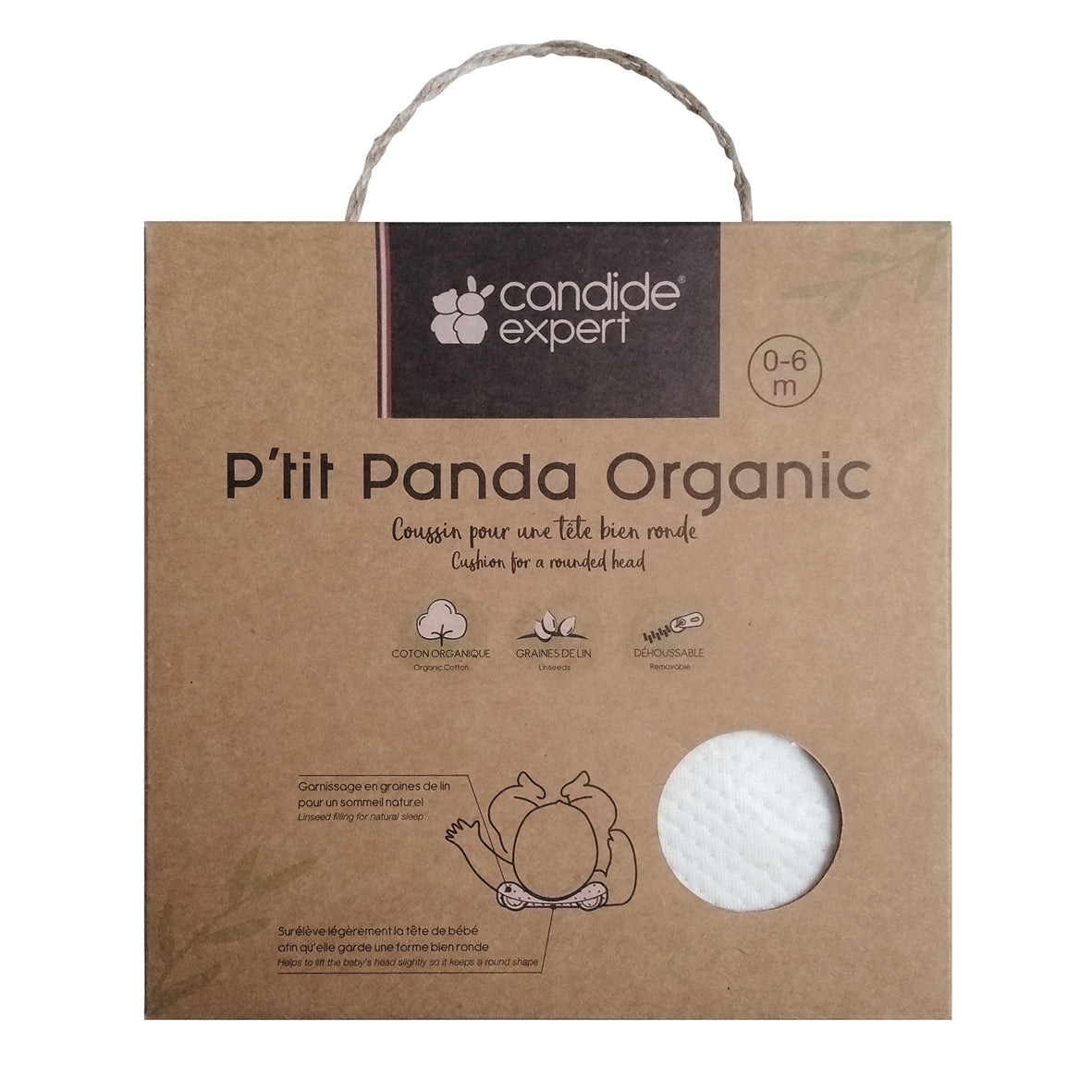Pernă organică P'Tit Panda pentru cap bine rotunjit