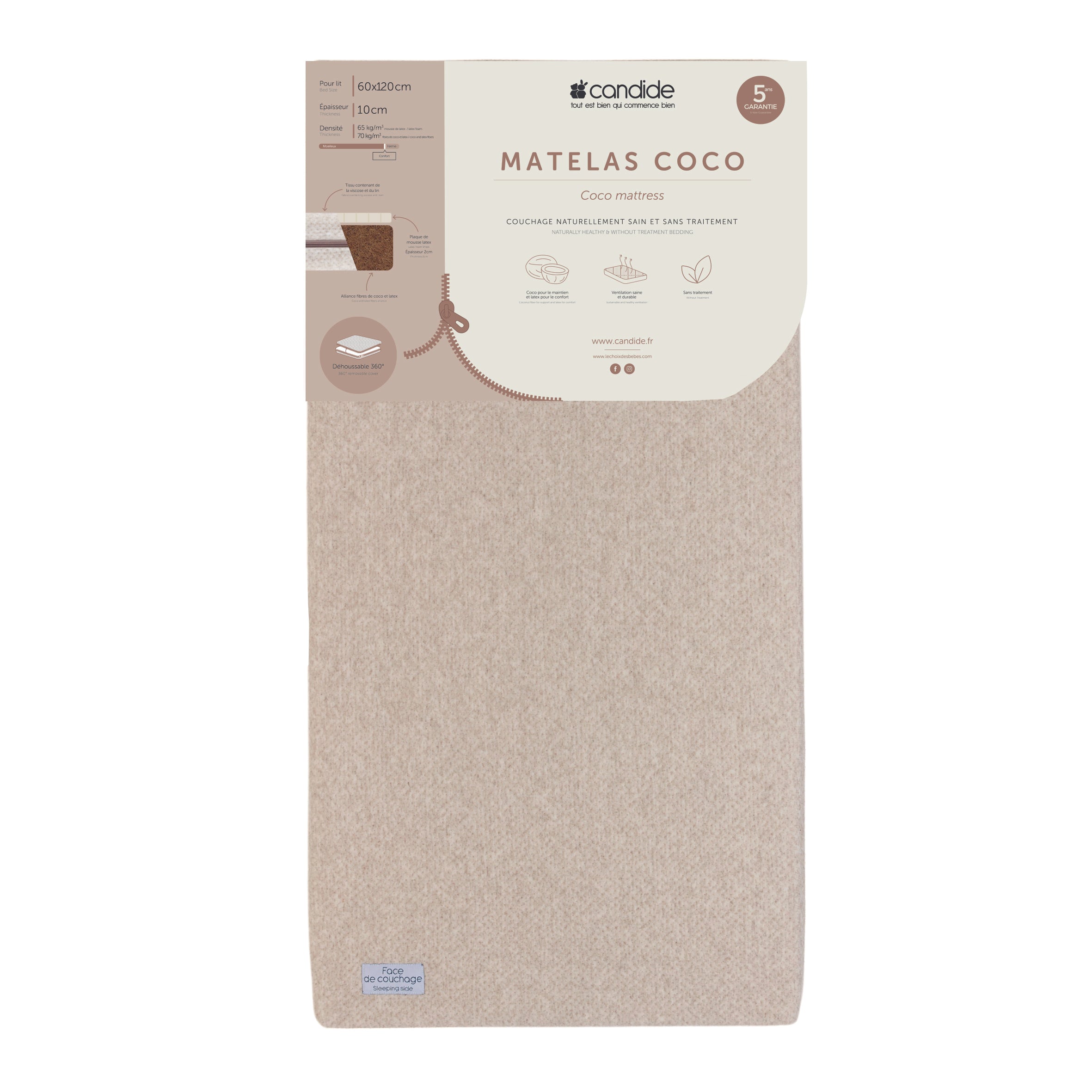 Saltea Organic Coco Comfort+ pentru pat 60X120Cm (grosime 11Cm) Candide