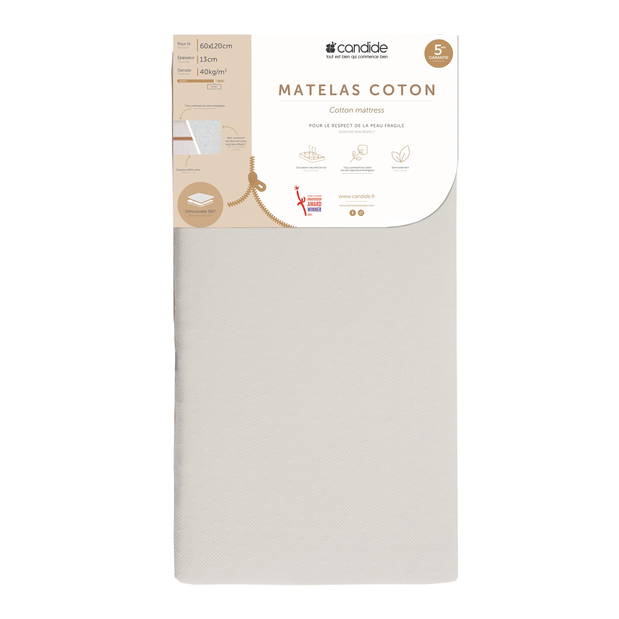 Органичен Матрак за легло 60x120x12cm Candide