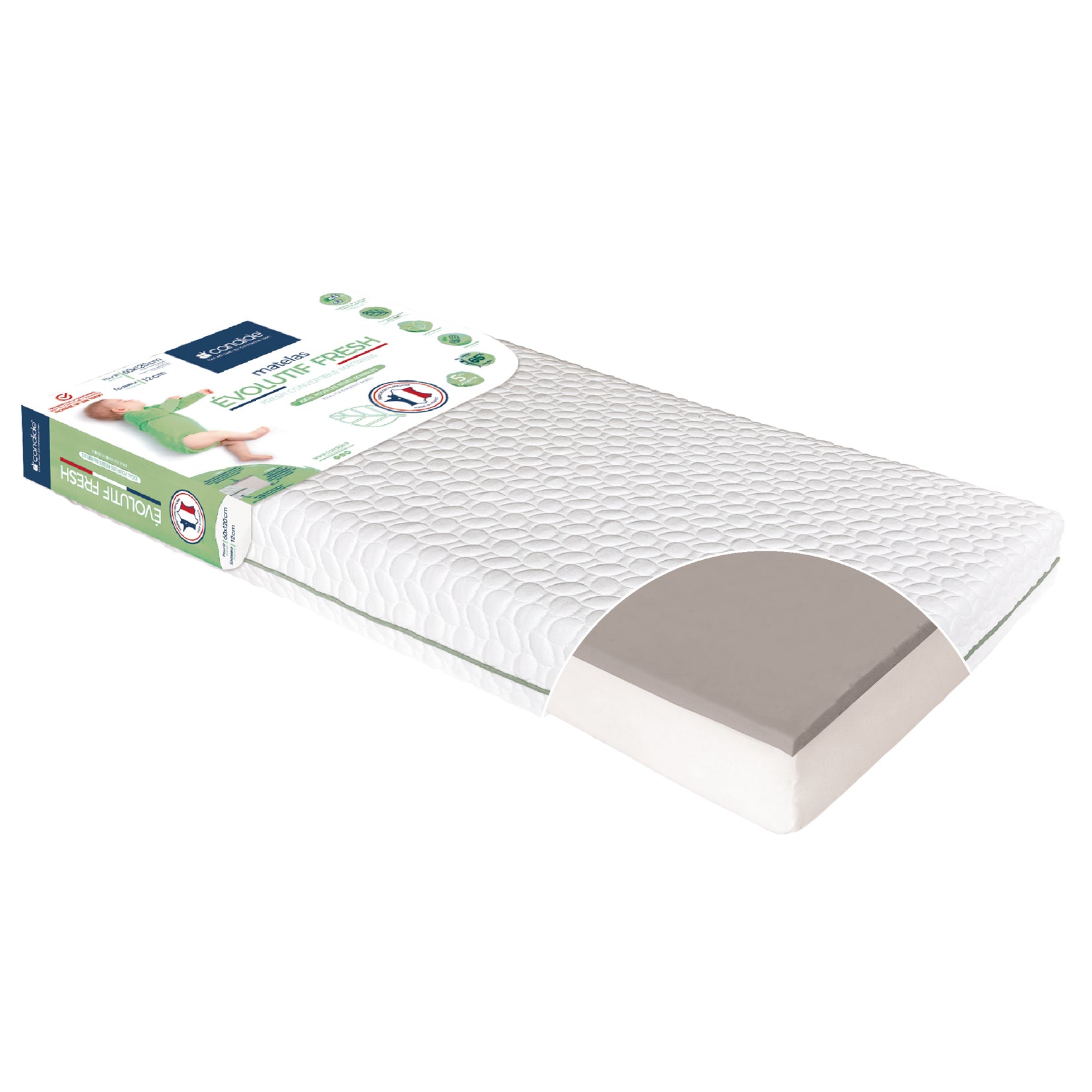 Saltea Baby Growth Fresh 60X120cm (12cm Grosime) Candide