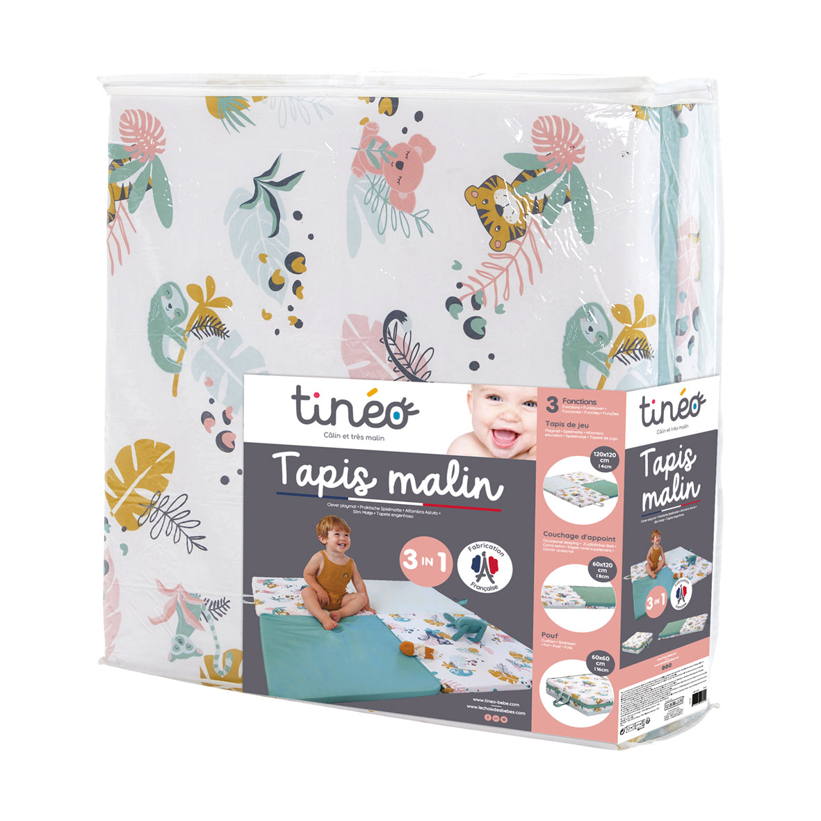 Интелигентна Постелка 3В1-Постелка За Игра, Подвижен Матрак И Барбарон Jungle Tineo