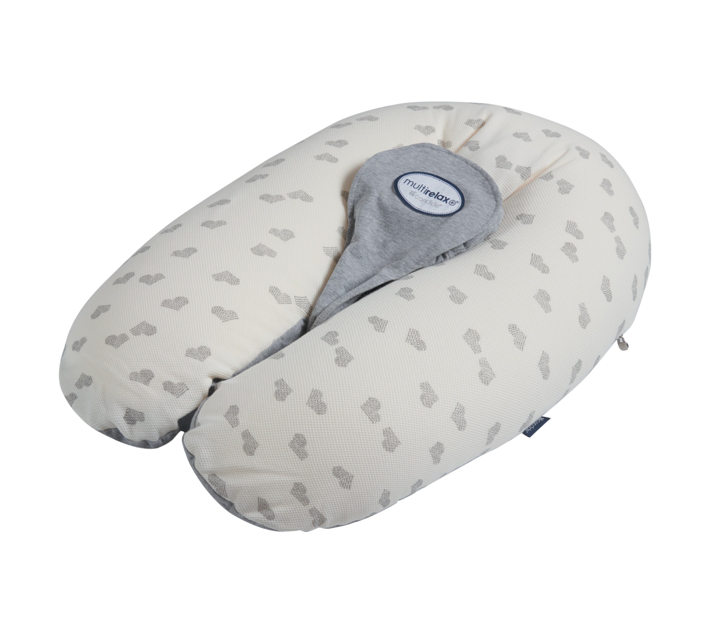 Perna de Maternitate si Alaptare Multirelax 3in1 Grey Hearts Candide