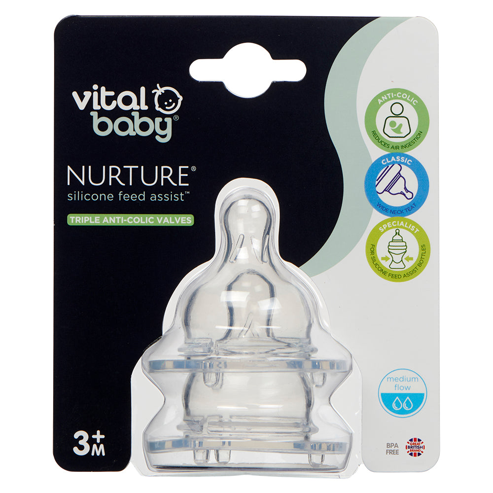 Tetine de silicon de 3+ luni pentru a sprijini hrănirea Vital Baby