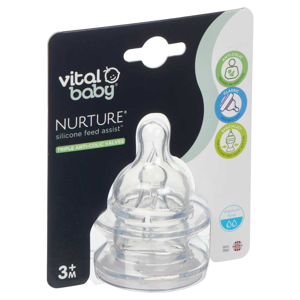 Tetine de silicon de 3+ luni pentru a sprijini hrănirea Vital Baby