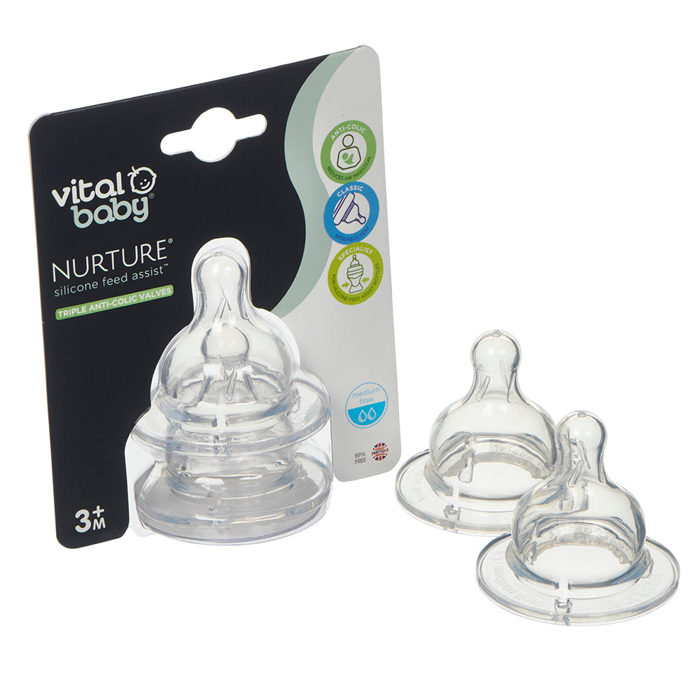 Tetine de silicon de 3+ luni pentru a sprijini hrănirea Vital Baby