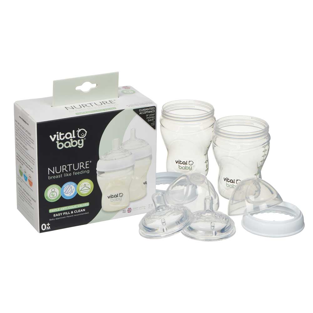 Anti-Colic Feeding Bottles 240 ml. 0+ Vital Baby
