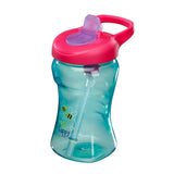 Sticla rezistenta la varsare cu paie 12m+ 340ml. albastru Vital Baby