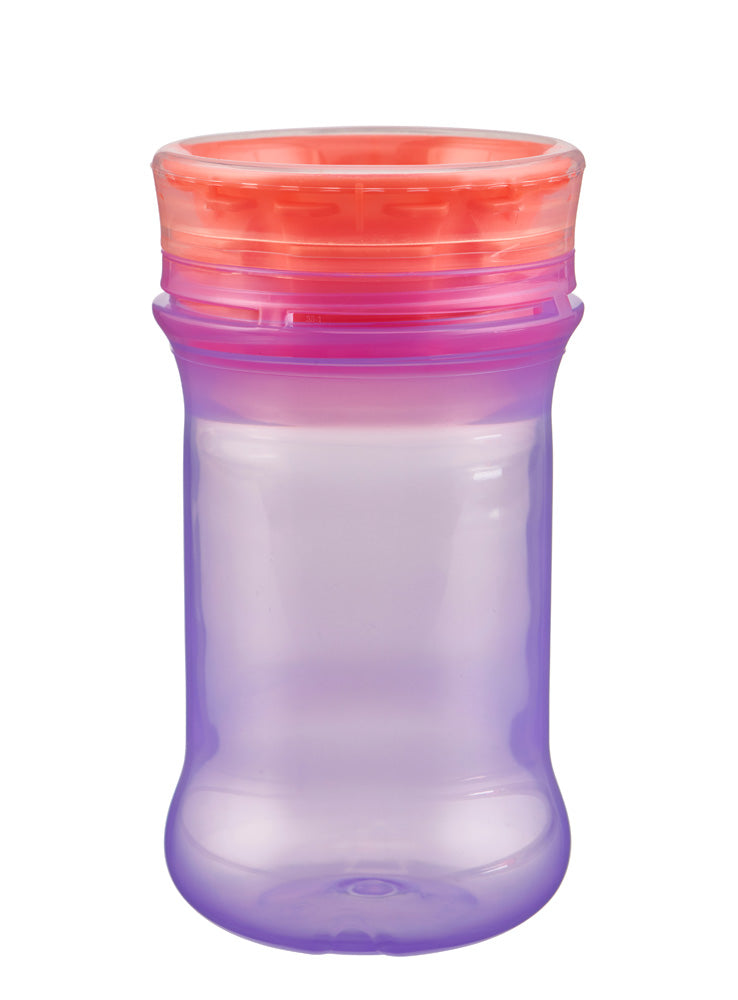 Cana rezistenta la varsare cu margine din silicon moale pentru a bea la 360° Purple Vital Baby