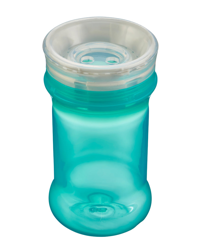 Cana rezistenta la varsare cu margine din silicon moale pentru a bea la 360° Green Vital Baby