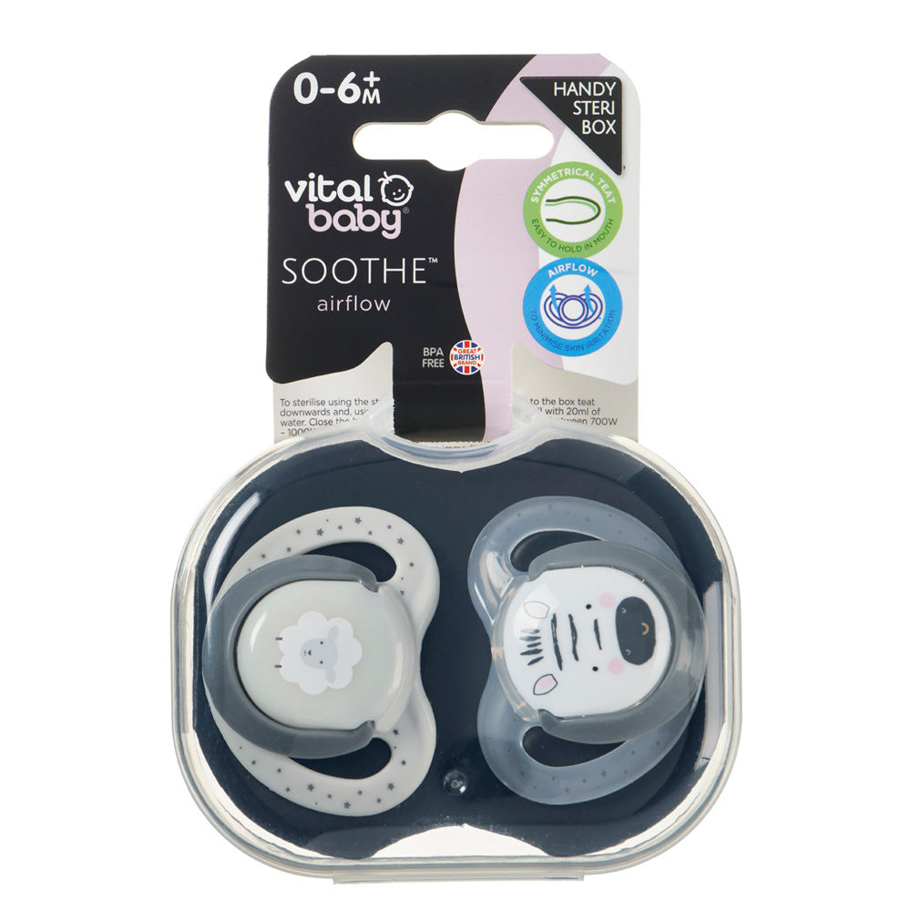 Soothing pacifiers with airflow 0-6 months Vital Baby