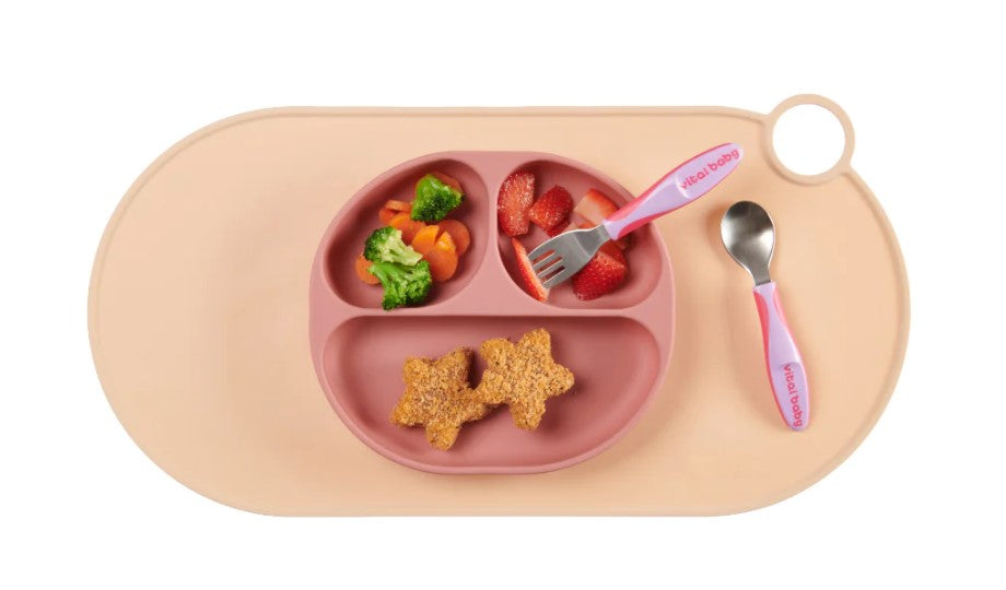 Placă de silicon cu aspirator 4+ luni Pink Vital Baby