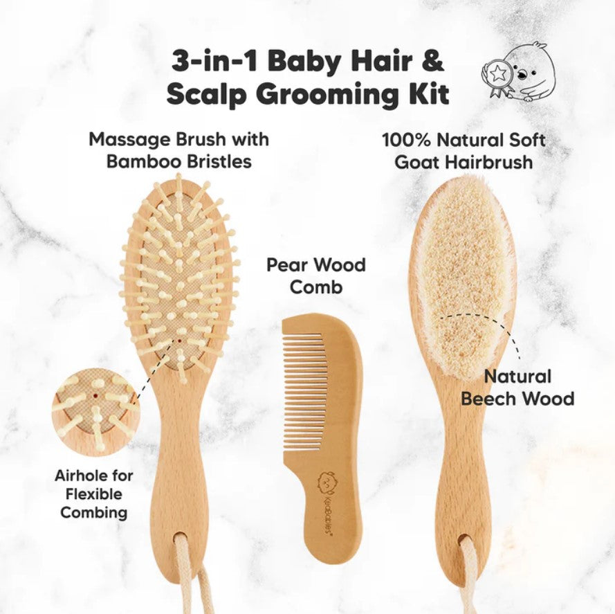 Wooden Baby Hair Brush And Comb Set KeaBabies
