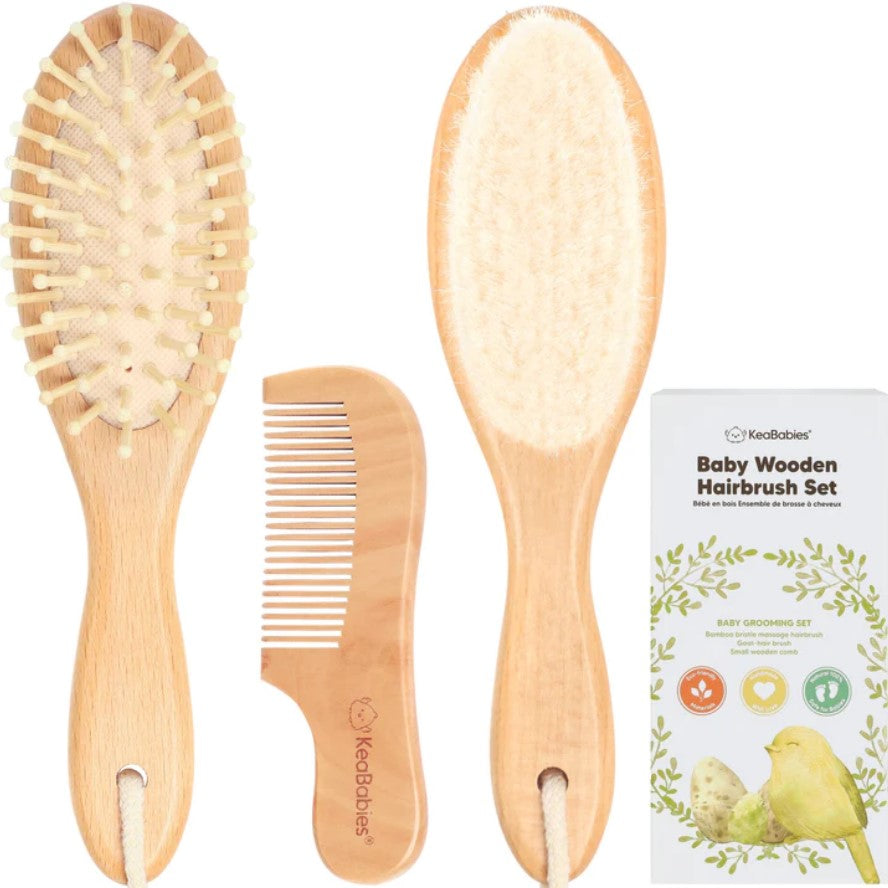 Wooden Baby Hair Brush And Comb Set KeaBabies
