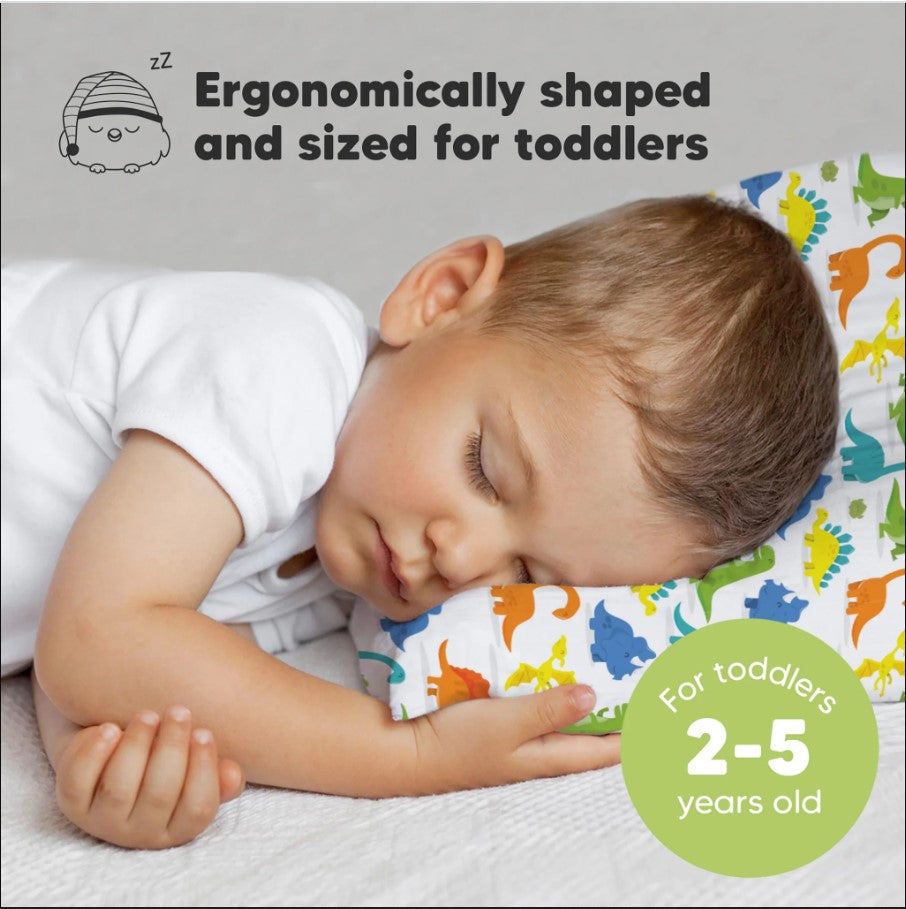 Children's Ergonomic Pillow 33x46cm White Dinosaurs KeaBabies