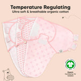 Антистрес Пелени За Повиване Organic 0-3 месеца 3бр Розови Цветя KeaBabies