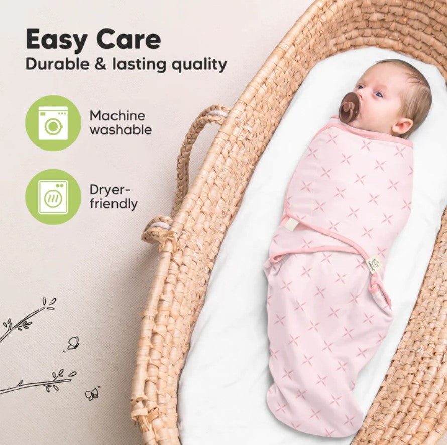 Антистрес Пелени За Повиване Organic 0-3 месеца 3бр Розови Цветя KeaBabies