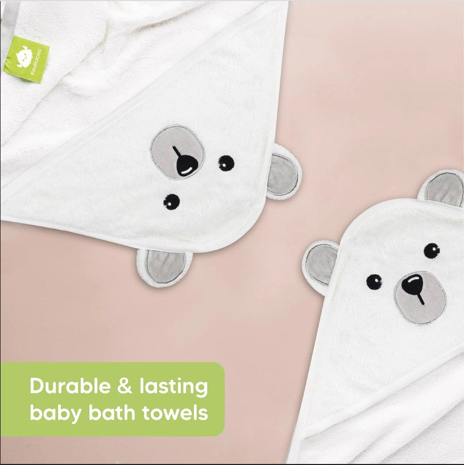 KeaBabies Prosop cu glugă pentru ursuleț de pluș alb din bambus organic