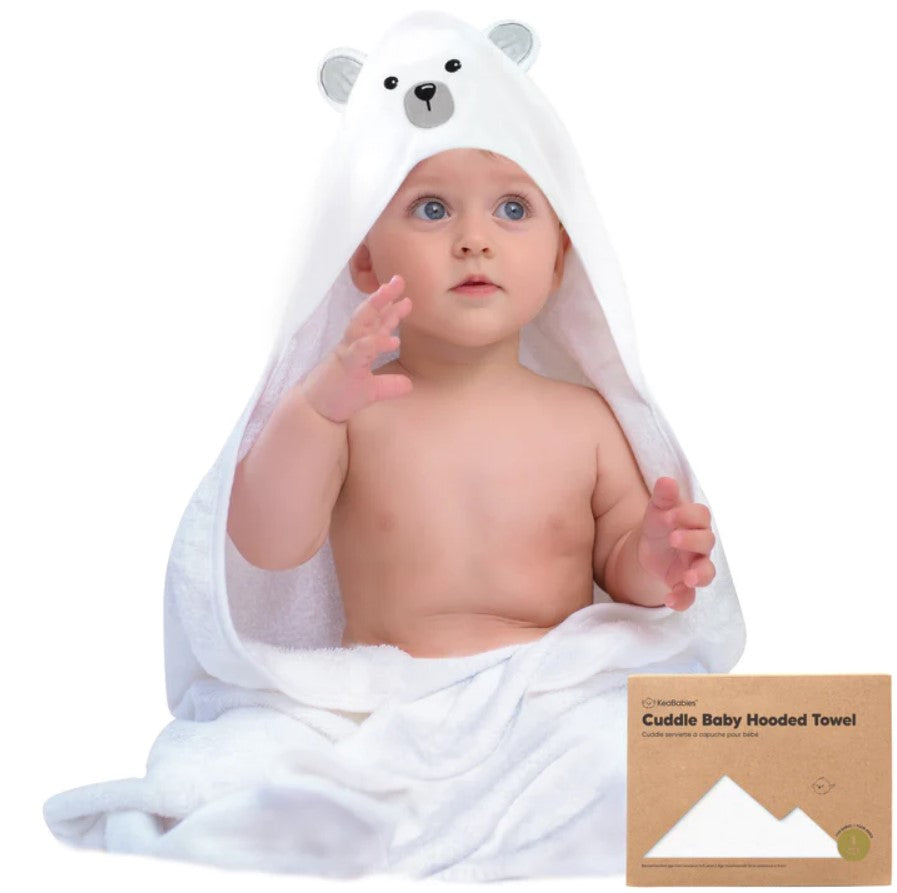 Baby Hooded Towel Made of Organic Bamboo White Bear KeaBabies