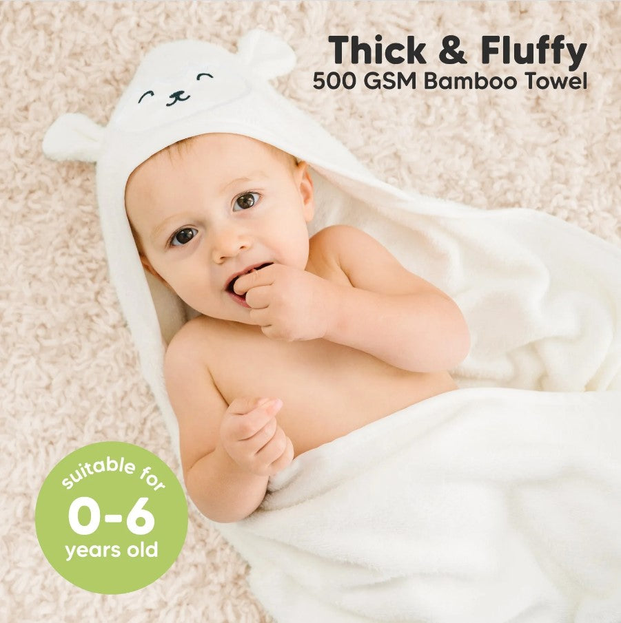 Baby Hooded Towel Made of Organic Bamboo Lambskin KeaBabies