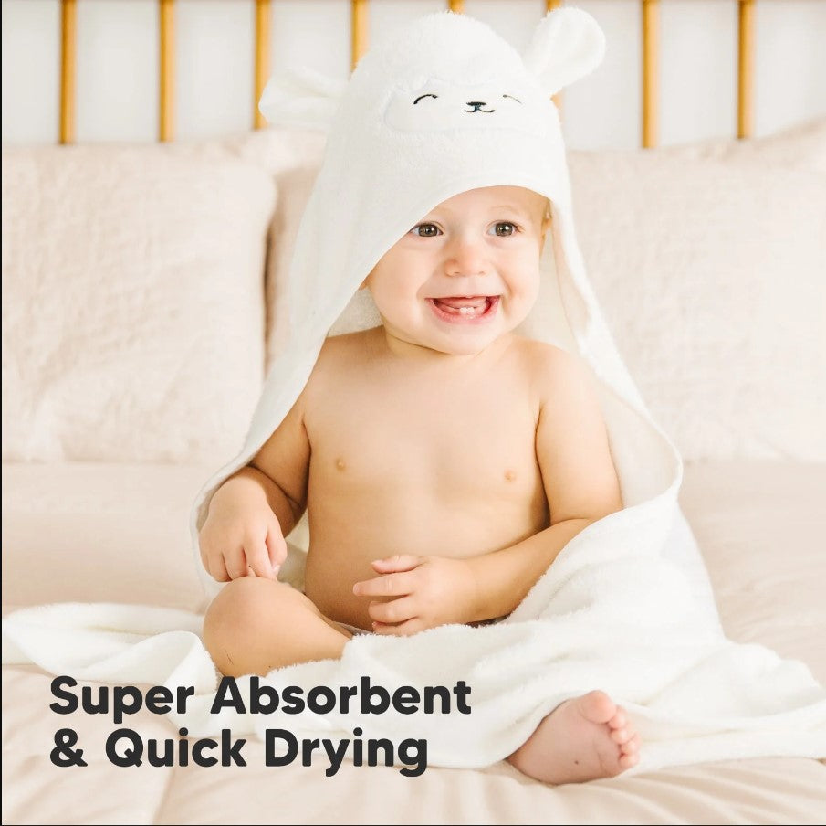 Baby Hooded Towel Made of Organic Bamboo Lambskin KeaBabies