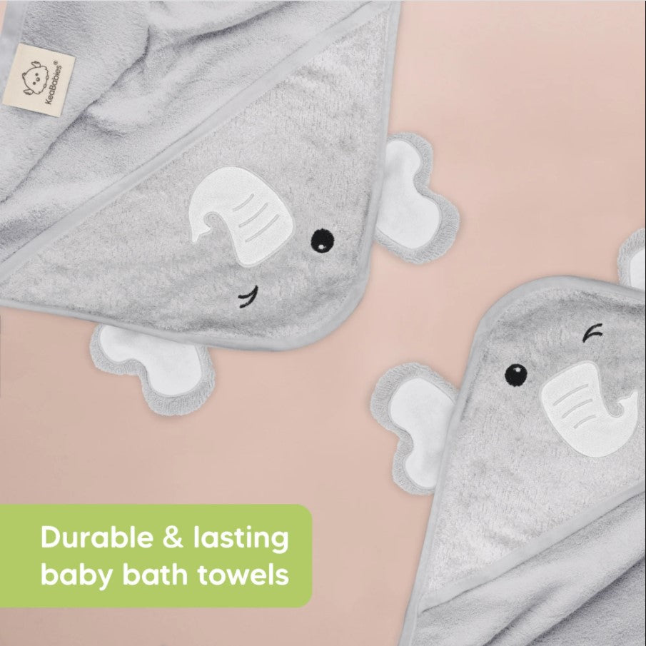 Baby Hooded Towel Made of Organic Bamboo Elephant KeaBabies