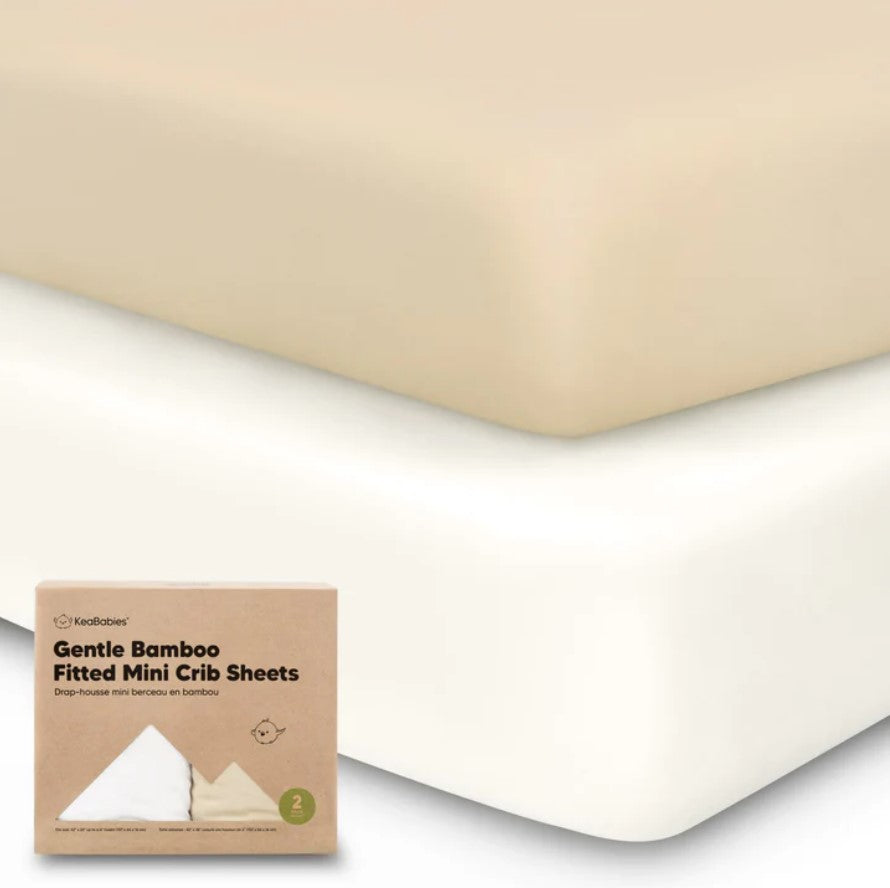 Next To Me Organic Bamboo Crib Sheets 2pcs 66x97cm Beige/White Keababies