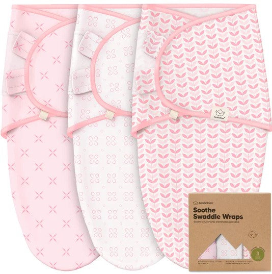 Scutece anti-stres organice 3-6 luni 3buc flori roz keababies