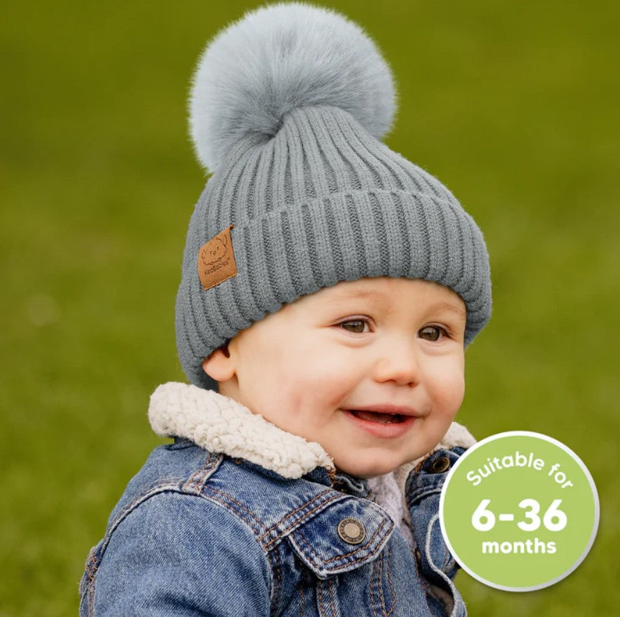 Зимна Детска Шапка 6-36м Сива 2 Броя Keababies