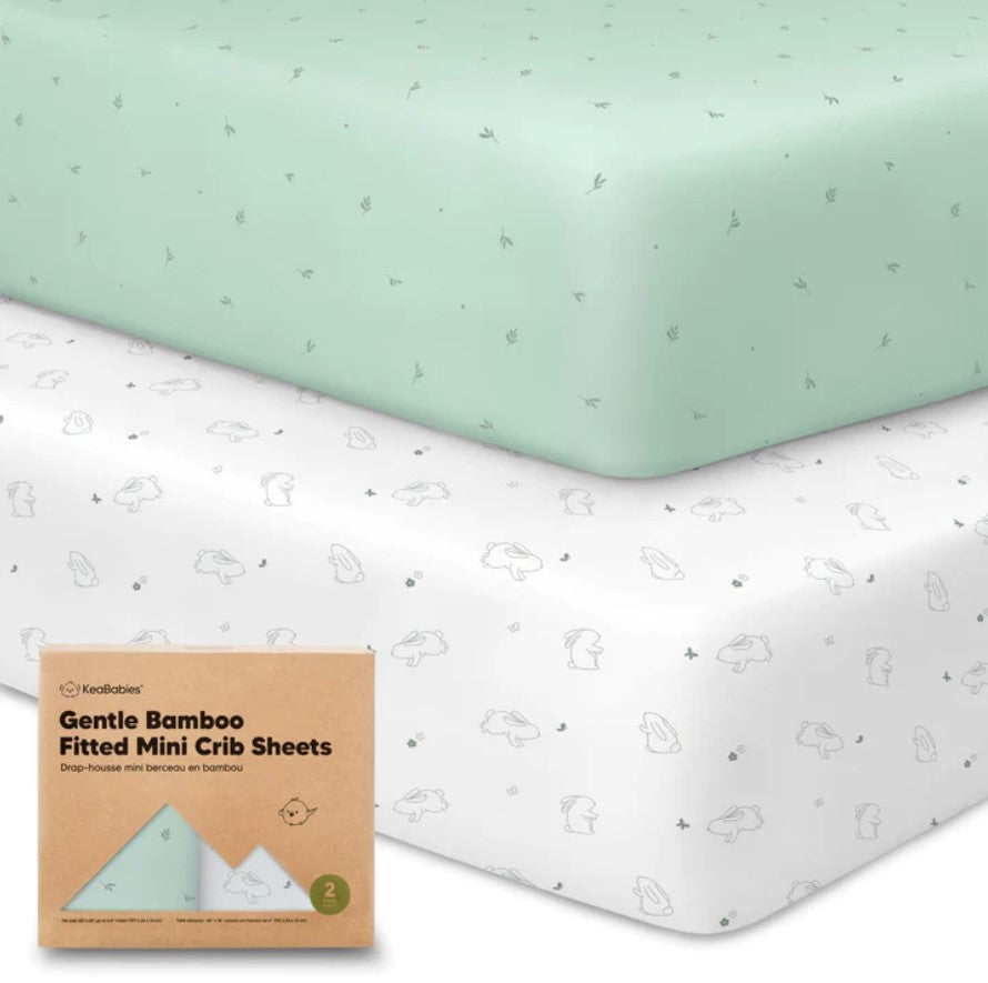 Organic Bamboo Crib Sheets Next To Me 2pcs 66x97cm Bunnies Keababies