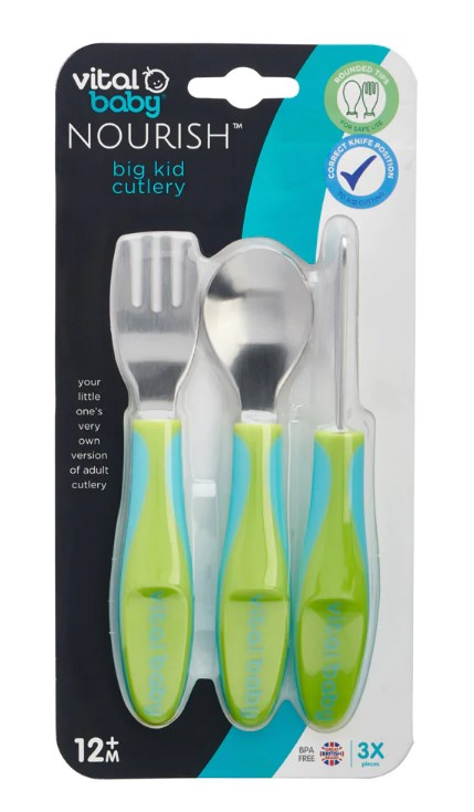 Детски метални прибори 12м+ Зелени Vital Baby