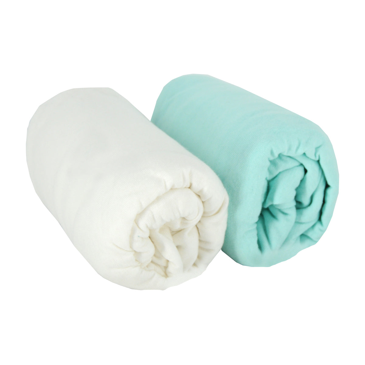 Cearşafuri 2 bucăţi 60X120Cm 100% bumbac alb/turcoaz Babycalin