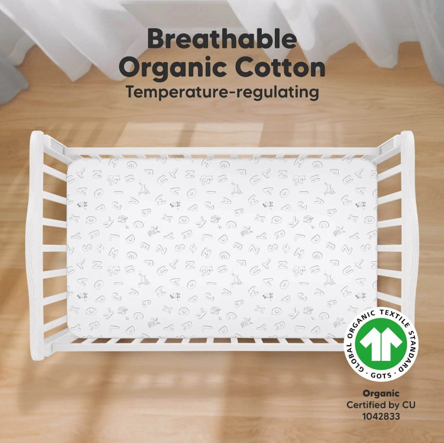Organic Cotton Sheets 2 Pieces 60x120Cm Pink/White Abc KeaBabies