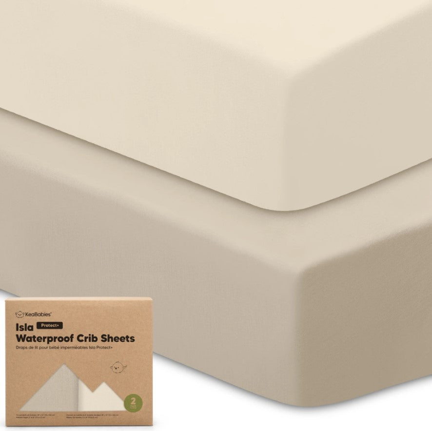 Sheet And Protector 2in1 Protect+ 60X120Cm 2 Pieces Beige KeaBabies