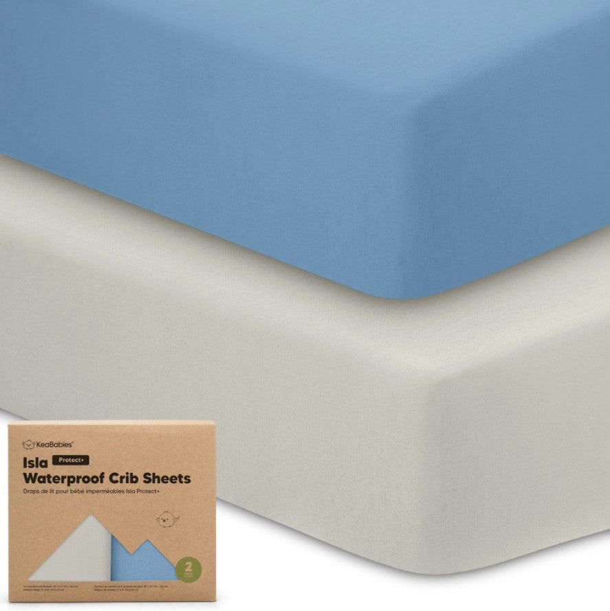 Sheet And Protector 2in1 Protect+ 60X120Cm 2 Pieces Blue/Gray KeaBabies