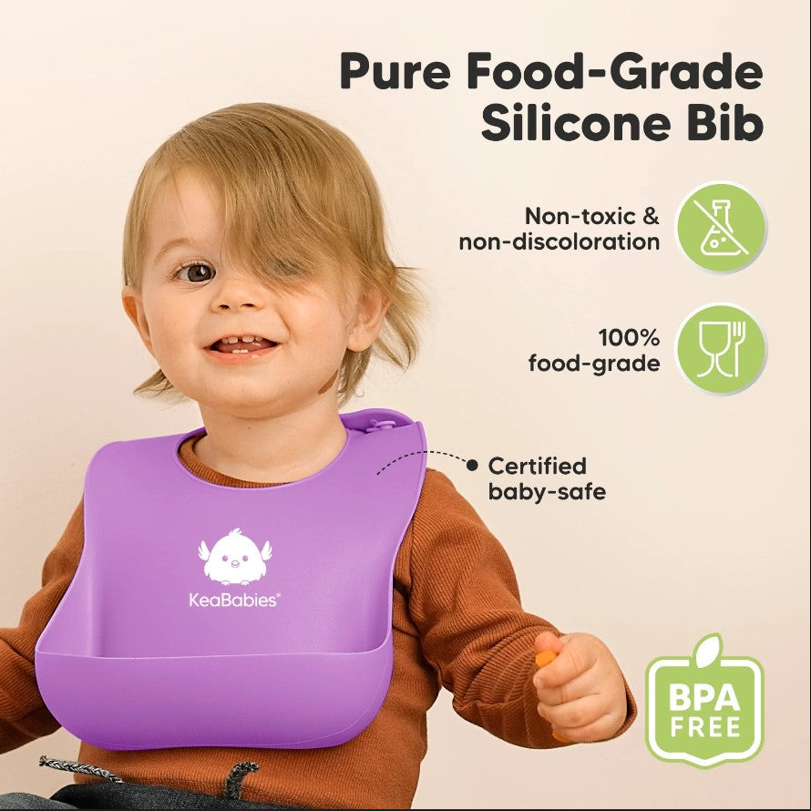 Bavete din silicon 2 bucati roz/violet KeaBabies