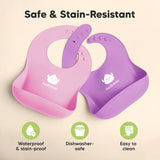 Bavete din silicon 2 bucati roz/violet KeaBabies