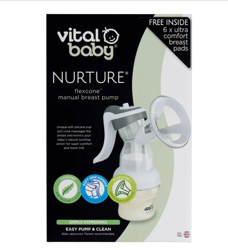 Pompă manuală Flexzone + 6 tampoane Vital Baby