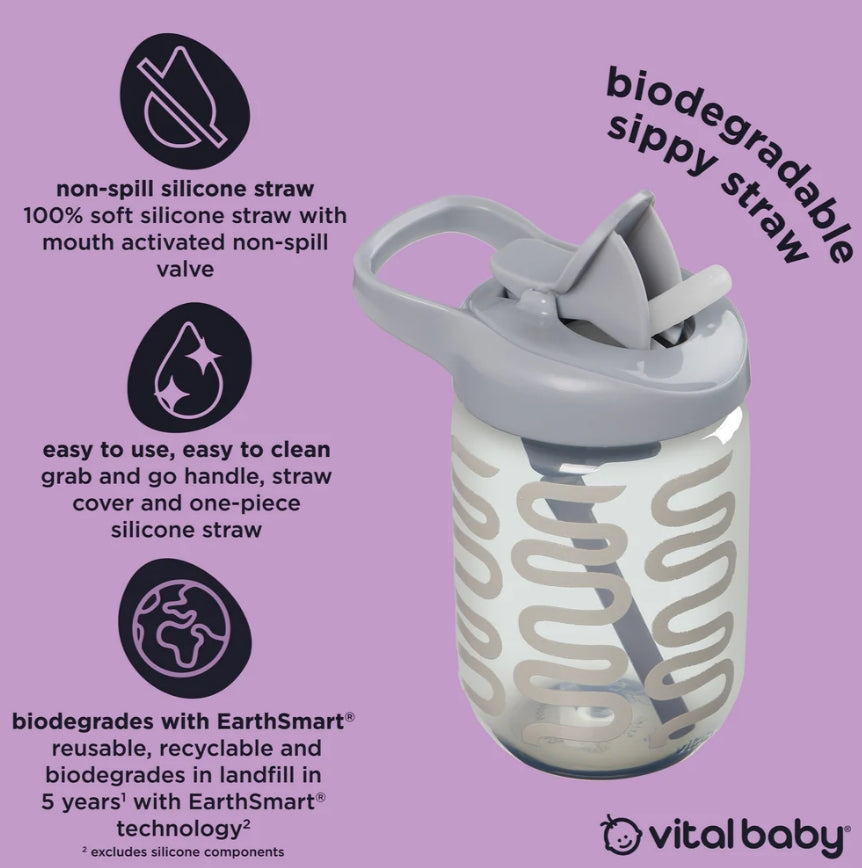 EarthSmart Vital Baby Non-Spill Cup with Straw 350 ml Gray
