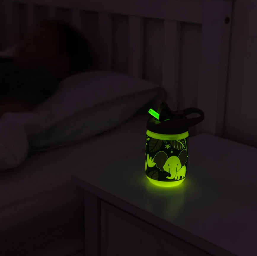 Pahar anti-vărsare EarthSmart Vital Baby cu pai 350 ml, strălucește în întuneric
