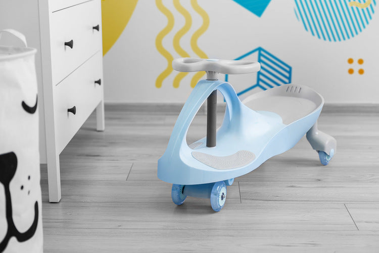 Cărucior pentru copii pentru călărie și împingere Wiggle Car Spinner Blue Caretero Toyz