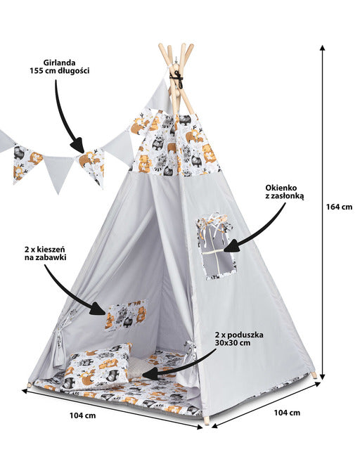 Палатка Tipi Raccоns Grey Caretero Toyz