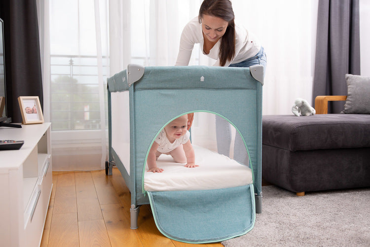 Foldable travel cot 2 levels Basic Light Grey Caretero