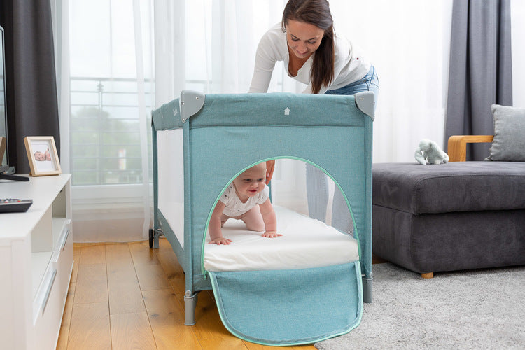Foldable travel cot 2 levels Basic Light Grey Caretero