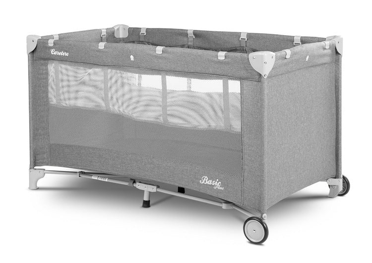 Foldable travel cot 2 levels Basic Light Grey Caretero