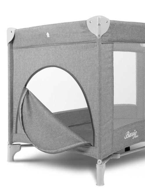 Foldable travel cot 2 levels Basic Light Grey Caretero