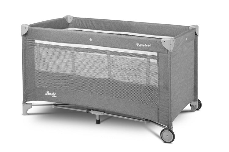 Foldable travel cot 2 levels Basic Light Grey Caretero